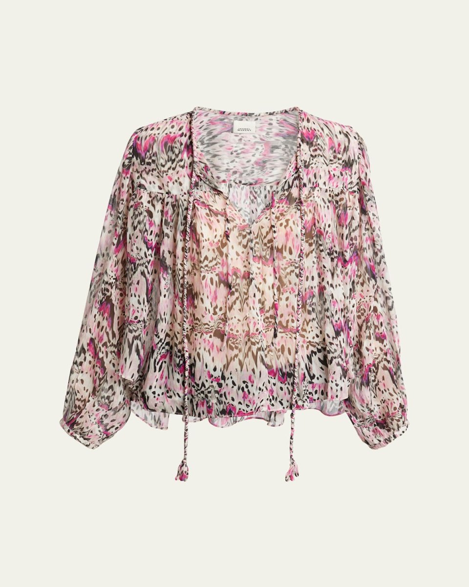 Ametissa Printed Drawcord Silk Top